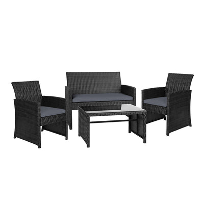rattan outdoor furniture lounge and dining setting set black