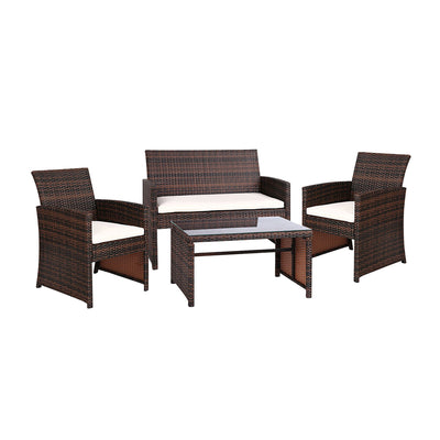 rattan outdoor furniture lounge and dining set brown