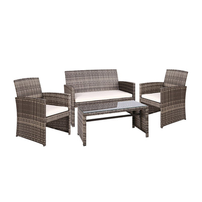 outdoor rattan furniture lounge and dining set grey 