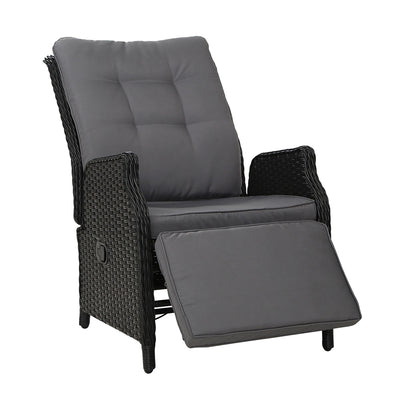 outdoor recliner chair sun lounge wicker sofa black