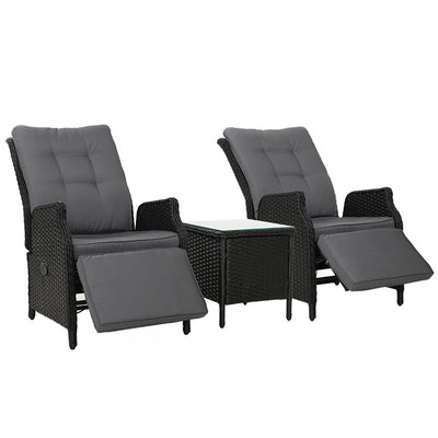 patio wicker recliner sofas with table 