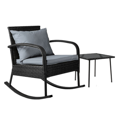 patio furniture wicker rocking chair with table 