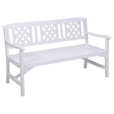 outdoor white wooden bench seat 