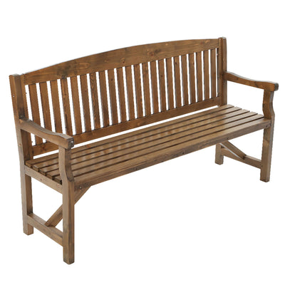 wooden garden bench chair natural wood 3 seater