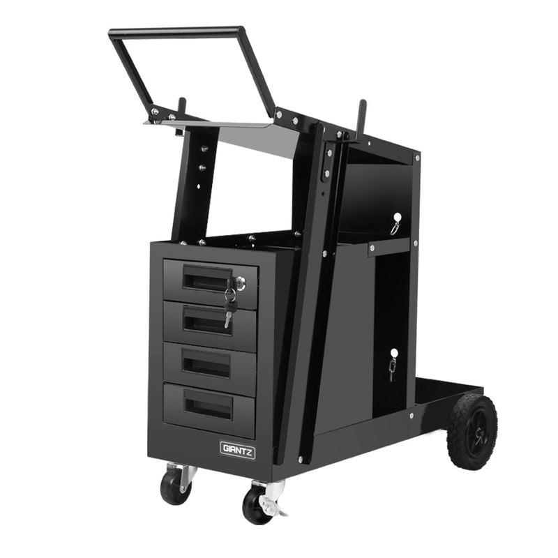 4 Drawer Welding Trolley Black