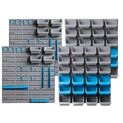 wall mounted tool storage bins blue & grey 