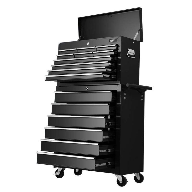 Tool Chest cabinet and Trolley 16 drawers on wheels black 