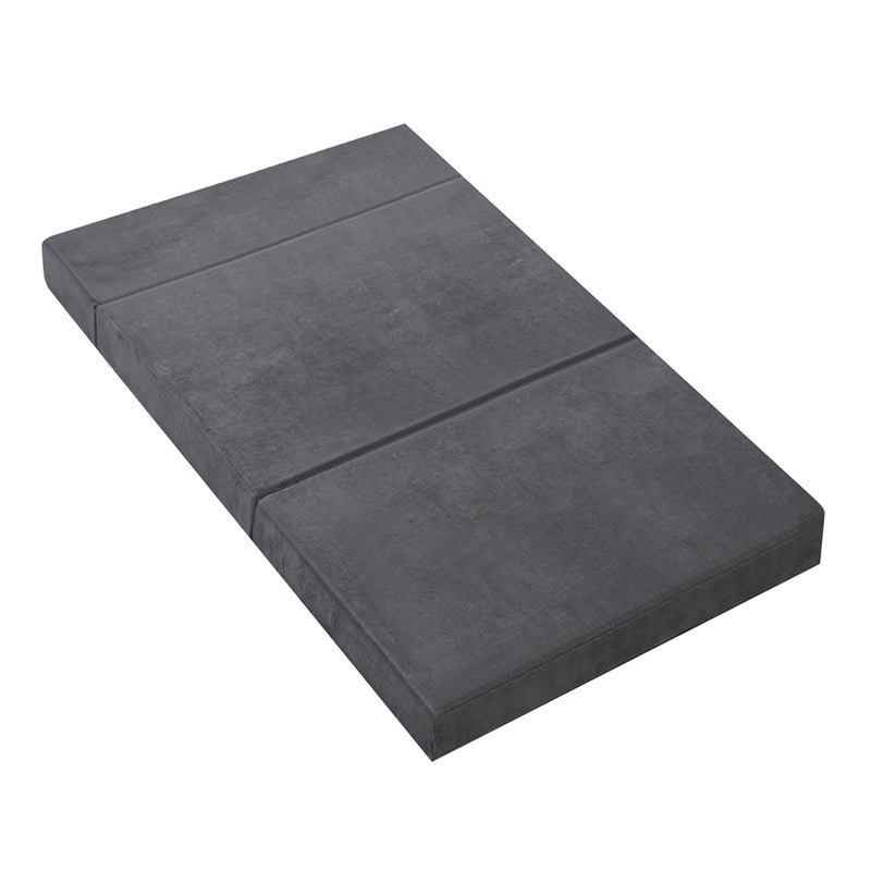 double bed folding foam mattress velvet dark grey