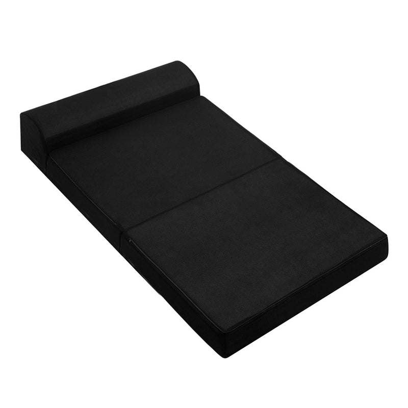 folding foam mattress black portable double sofa bed