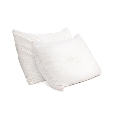 set of 2 single bamboo memory foam pillows