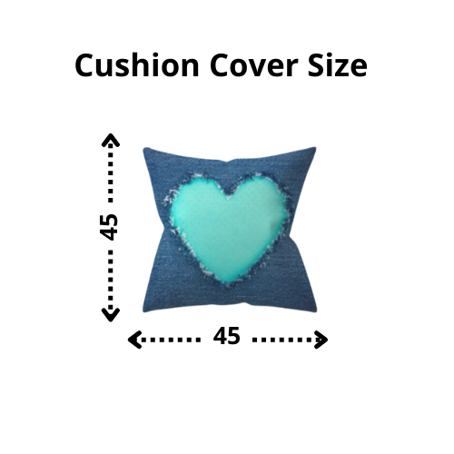 Denim Heart Cushion Cover