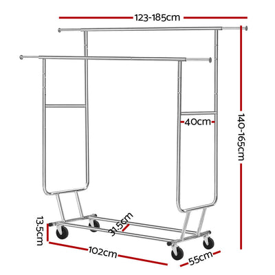 Artiss Clothes Rack Double Rail Coat Stand Adjustable Hanger