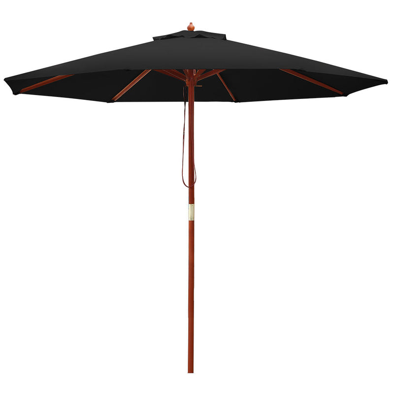 outdoor pole umbrella patio deck black 2.7 Metres 