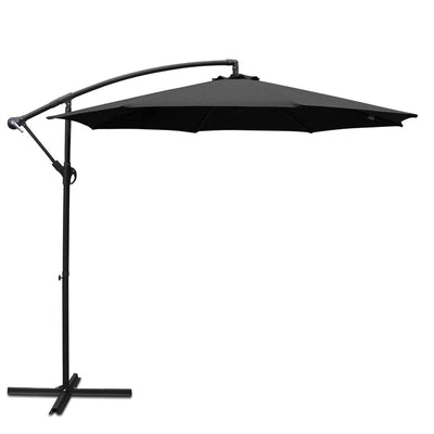 3 Metres Cantilevered Outdoor Umbrella - Black