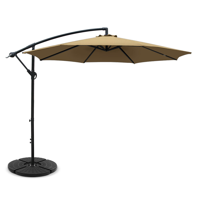 deck umbrella with stand beige 