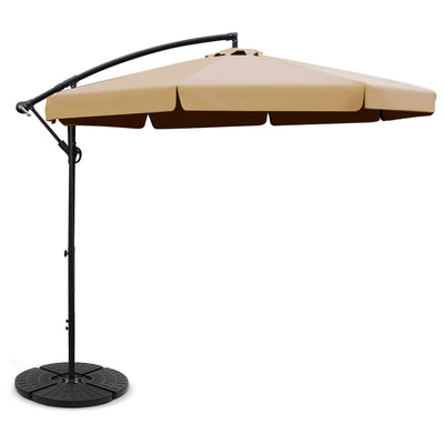 outdoor umbrella beige with stand 