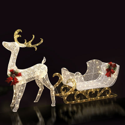 led Christmas reindeer and sleigh décor 