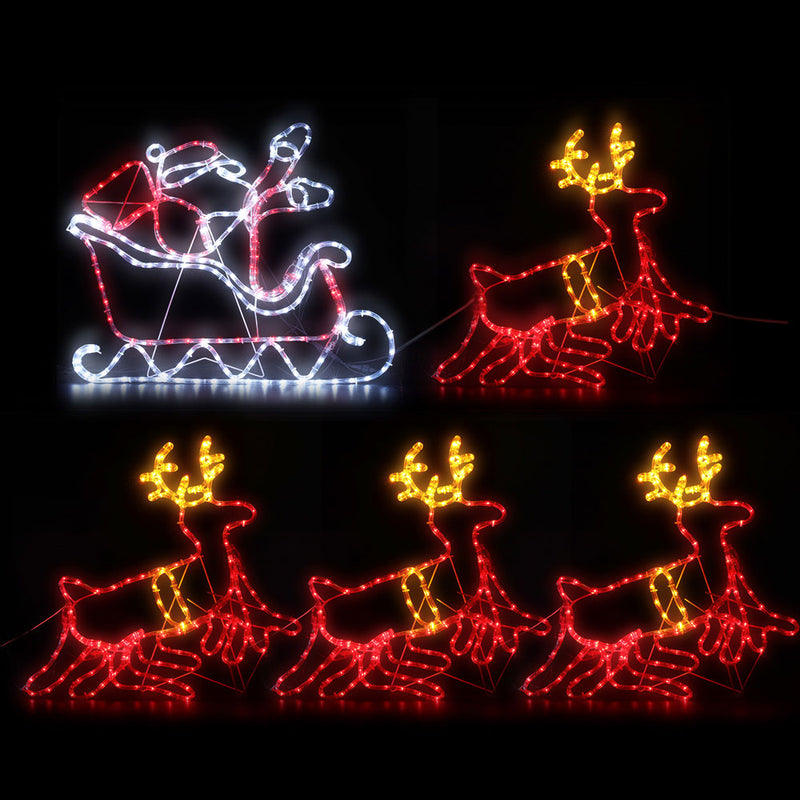 Christmas reindeer Santa lights 