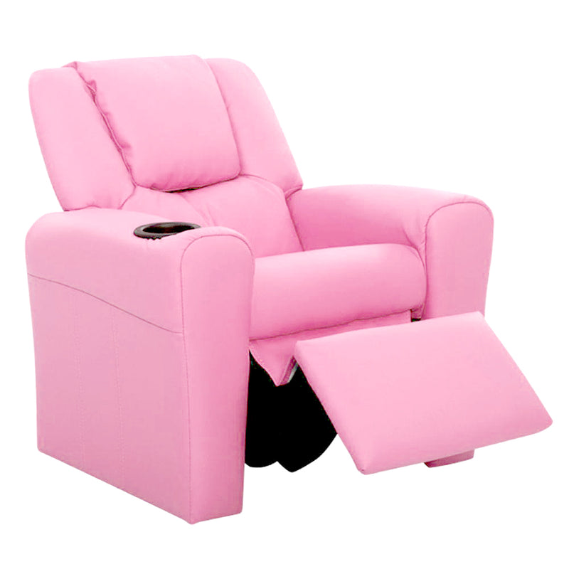 Keezi Kids Recliner Chair PU Leather Sofa Lounge Couch Children Armchair Pink