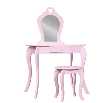 pink kids vanity dressing table with stool 