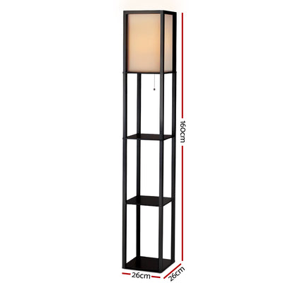 Artiss Floor Lamp 3 Tier Shelf Shelf Storage LED Light Stand Home Room Vintage Black