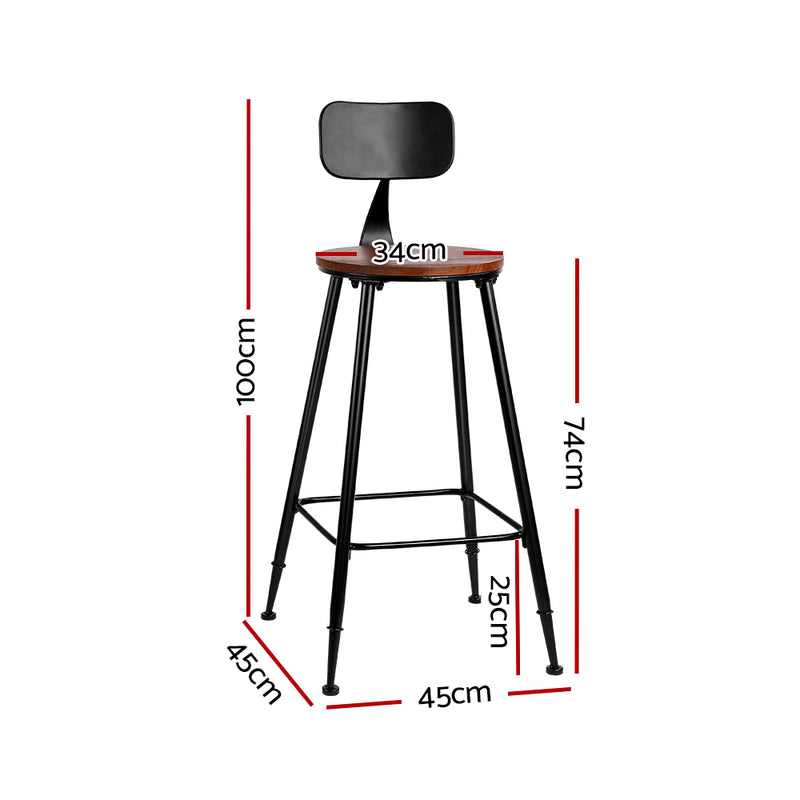 Artiss 2x Bar Stools Vintage Metal Chairs