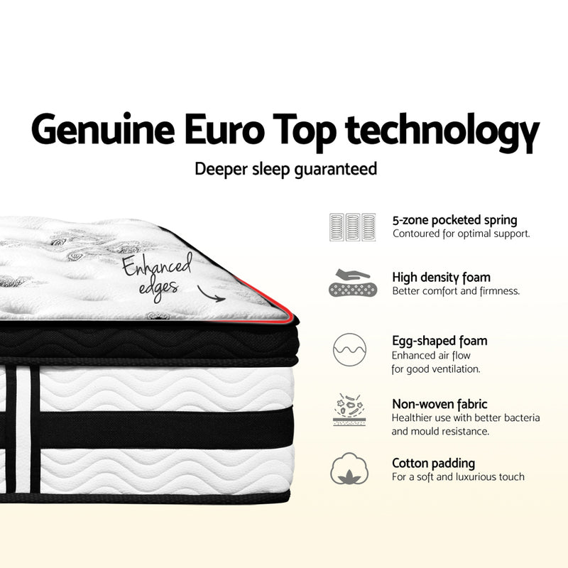 Giselle Bedding 34cm Mattress Euro Top Pocket Spring Double