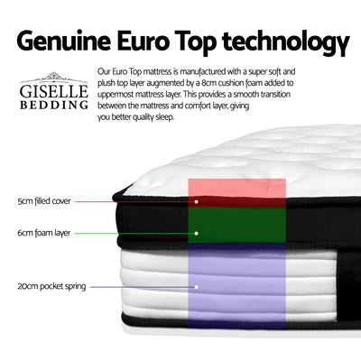 Giselle Bedding 31cm Mattress Euro Top Single