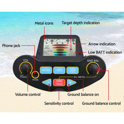 Metal Detector W/Pin pointer Searching Treasure Gold Digger Hunter 250mm