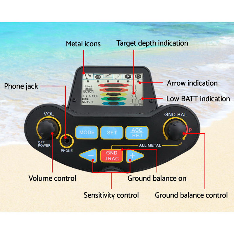 Metal Detector W/Pin pointer Searching Treasure Gold Digger Hunter 250mm