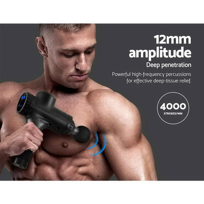 Everfit Massage Gun 30 Speed 6 Heads Vibration Muscle Massager Chargeable Black