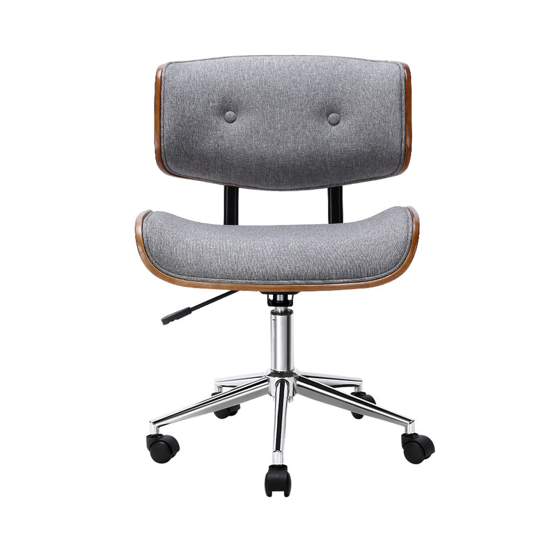 Artiss Wooden Office Chair Fabric Seat Grey