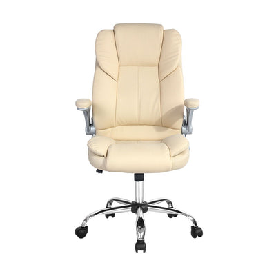 Artiss Executive Office Chair Leather Tilt Beige