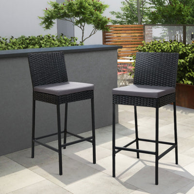 Gardeon 2-Piece Outdoor Bar Stools Dining Chair Bar Stools Rattan Furniture