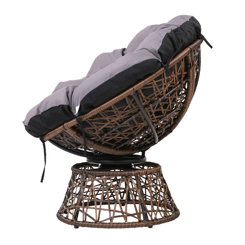 Gardeon Outdoor Chairs Outdoor Furniture Papasan Chair Wicker Patio Garden Brown
