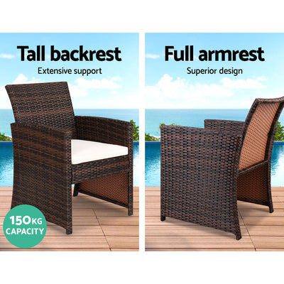 Gardeon 4 PCS Outdoor Lounge Setting Wicker Sofa Set Garden Furniture Brown