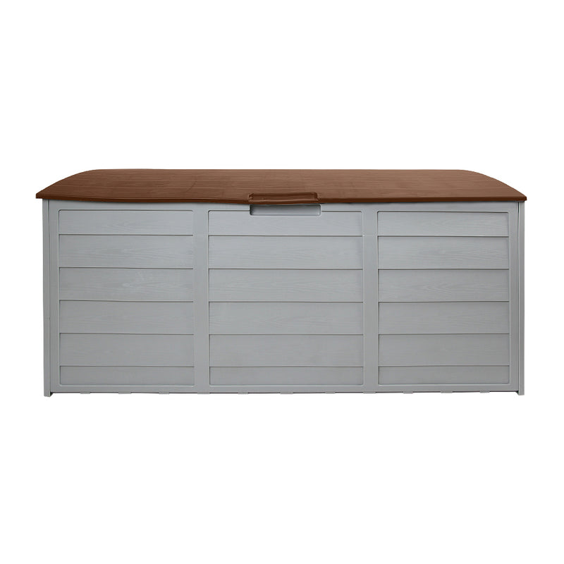 Gardeon Outdoor Storage Box 290L Lockable Organiser Garden Deck Shed Tool Brown