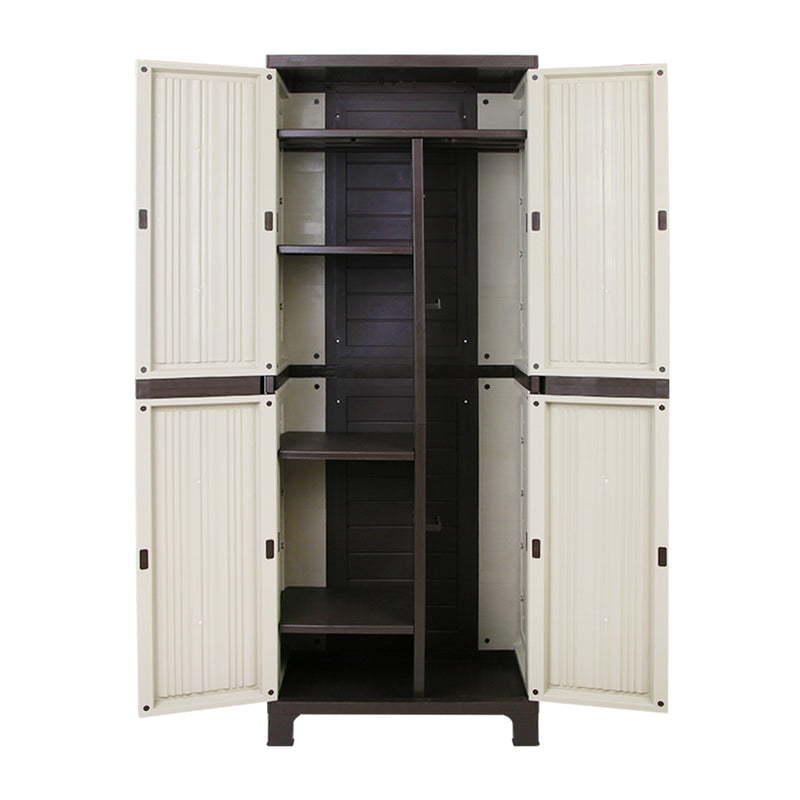 Gardeon 173cm Outdoor Storage Cabinet Box Lockable Cupboard Sheds Garage Adjustable Beige