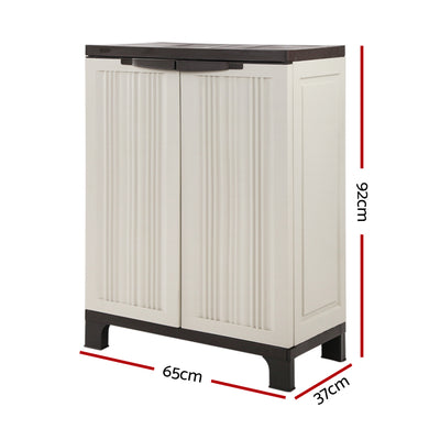 Gardeon 92cm Outdoor Storage Cabinet Box Lockable Cupboard Sheds Garage Adjustable Beige
