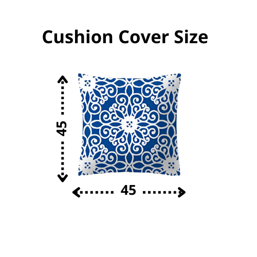 Ornate Blue & White Cushion Cover