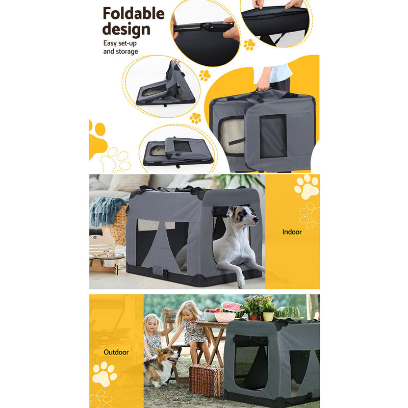 i.Pet Pet Carrier Soft Crate Dog Cat Travel 121x80CM Portable Foldable Car 4XL