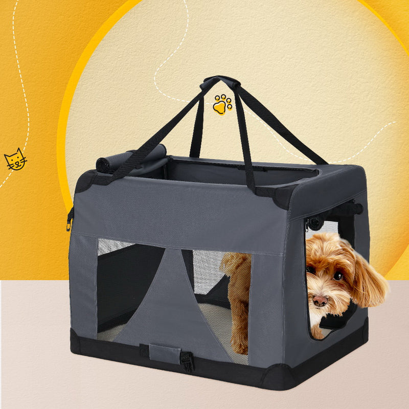 i.Pet Pet Carrier Soft Crate Dog Cat Travel 60x42CM Portable Foldable Car M