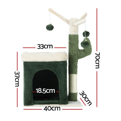 i.Pet Cat Tree 70cm Scratching Post Tower Scratcher Wood Condo House Toy Bed Green