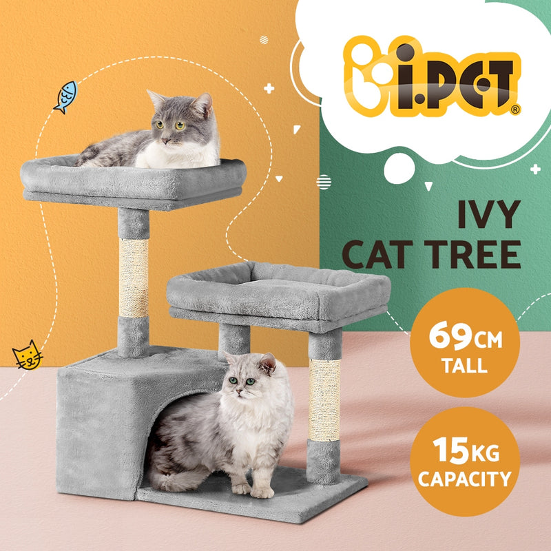 i.Pet Cat Tree 69cm Scratching Post Tower Scratcher Wood Condo House Bed Trees