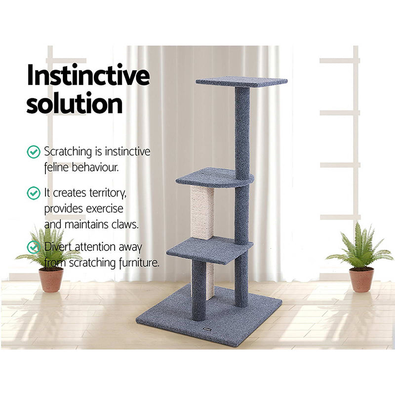 i.Pet Cat Tree 124cm Scratching Post Tower Scratcher Trees Wood Condo Board