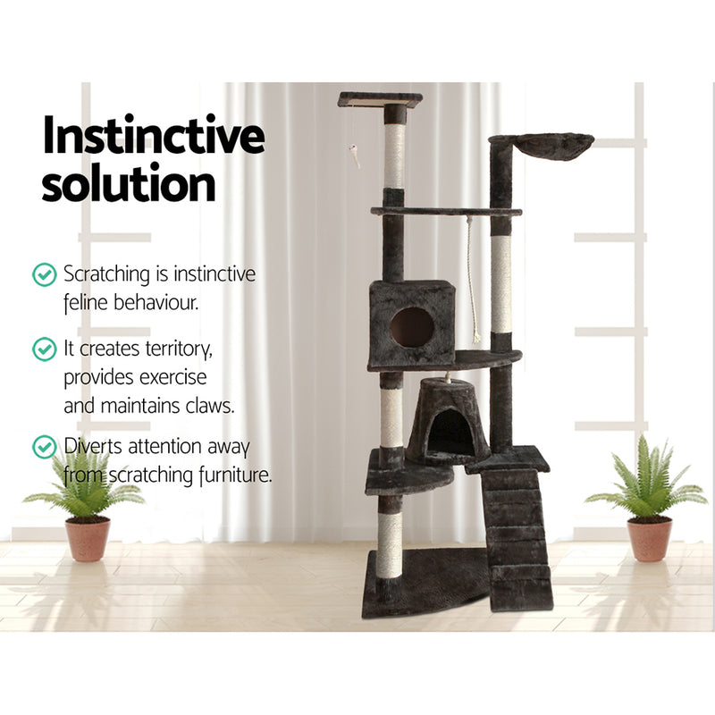 i.Pet Cat Tree 193cm Tower Scratching Post Scratcher Condo House Trees Grey