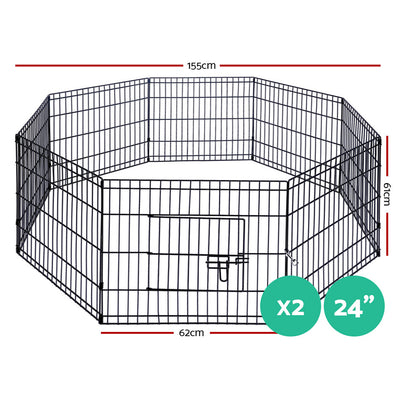 i.Pet 2x24" 8 Panel Dog Playpen Pet Fence Exercise Cage Enclosure Play Pen