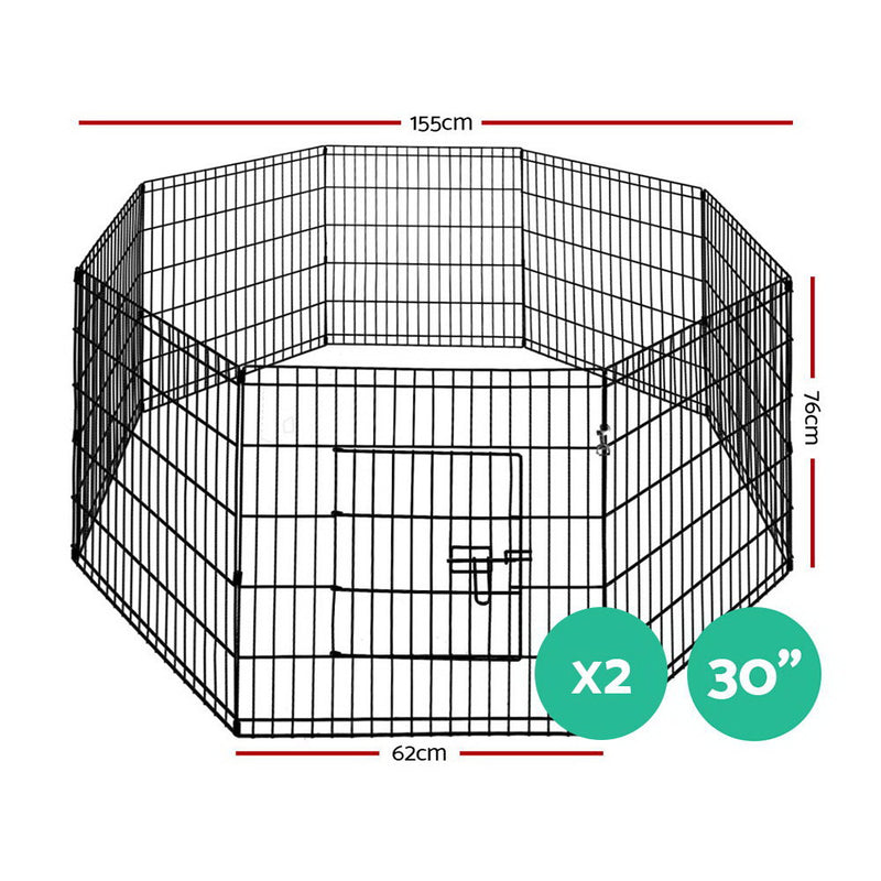 i.Pet 2x30" 8 Panel Dog Playpen Pet Fence Exercise Cage Enclosure Play Pen