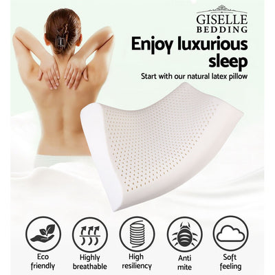Giselle Bedding Natural Latex Pillow 2-Zone Twin Pack