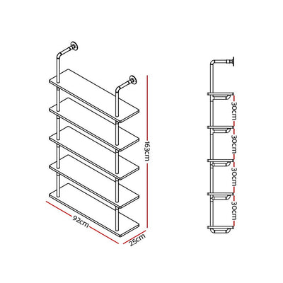 Artiss Floating DIY Pipe Shelf 5 Tiers - ISSA